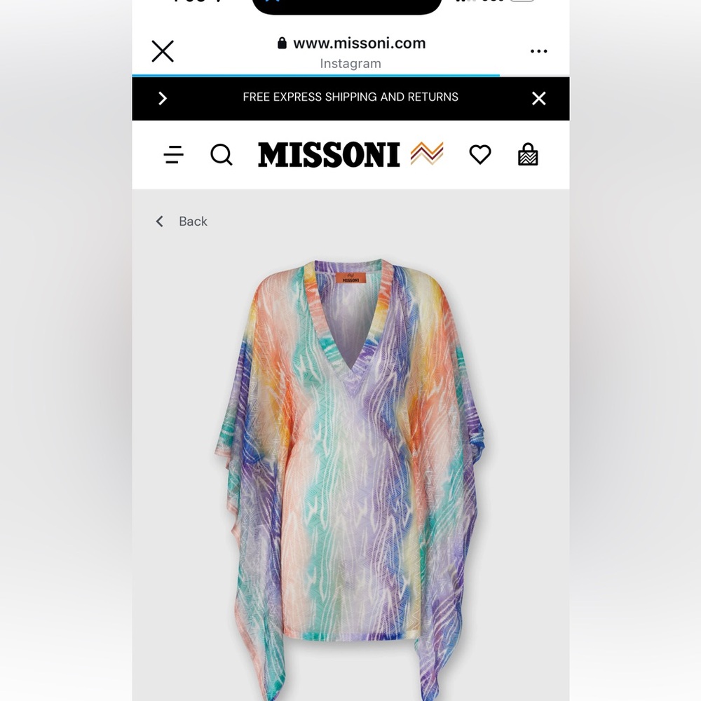 New with tags (NWT) Missoni tie dye Swim Coverup kaftan